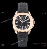 Swiss Quality Copy Patek Philippe Aquanaut Rose Gold Black Dial Citizen 8215 Watch